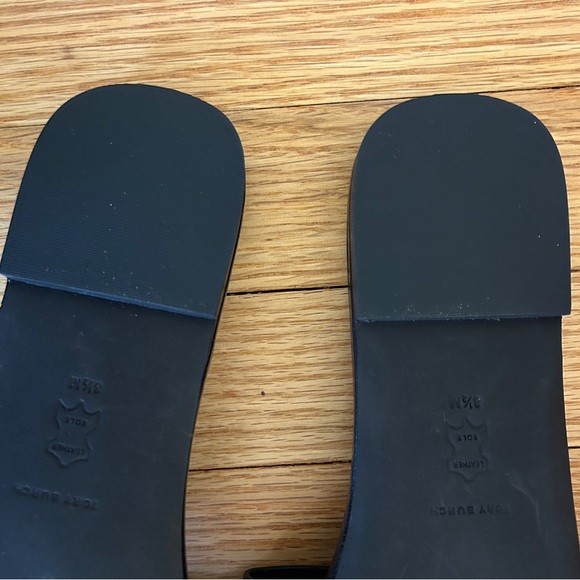 Tory Burch Double Stack Logo Slide Leather Sandals in black - Picture 4 of 6